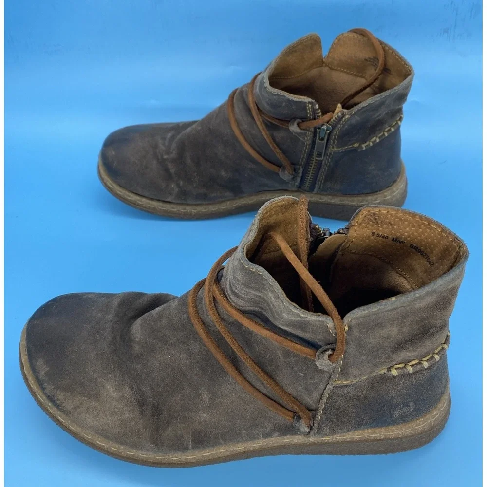 Born Calyn Gray Suede Boots Women's Size 8.5 Mori Kei Goblincore Fairy Grunge
